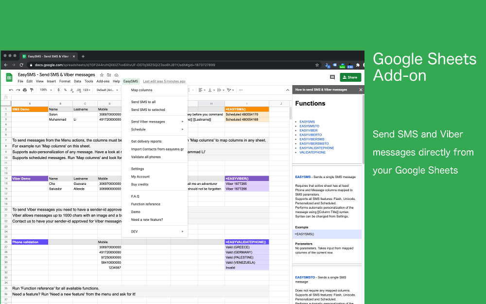 Add-on for Google Sheets